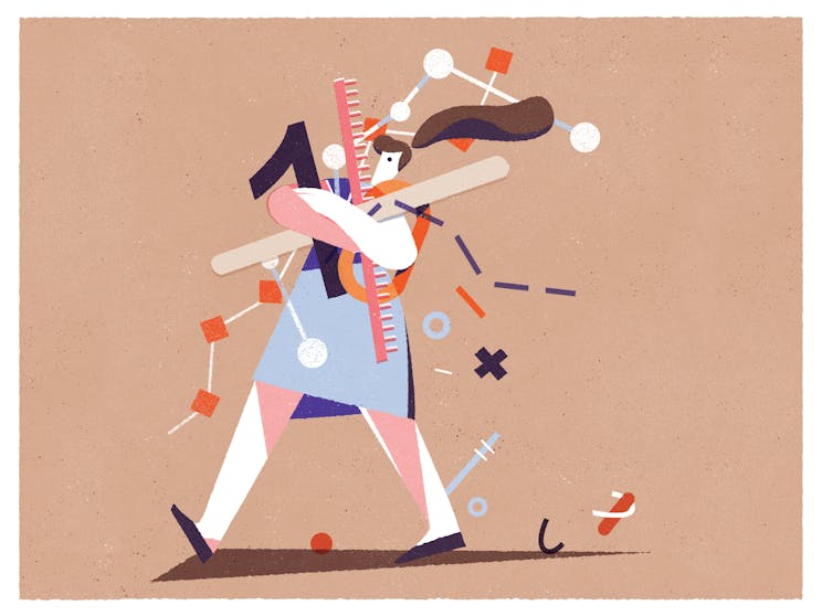 Illustration of a woman preparing for tax time.